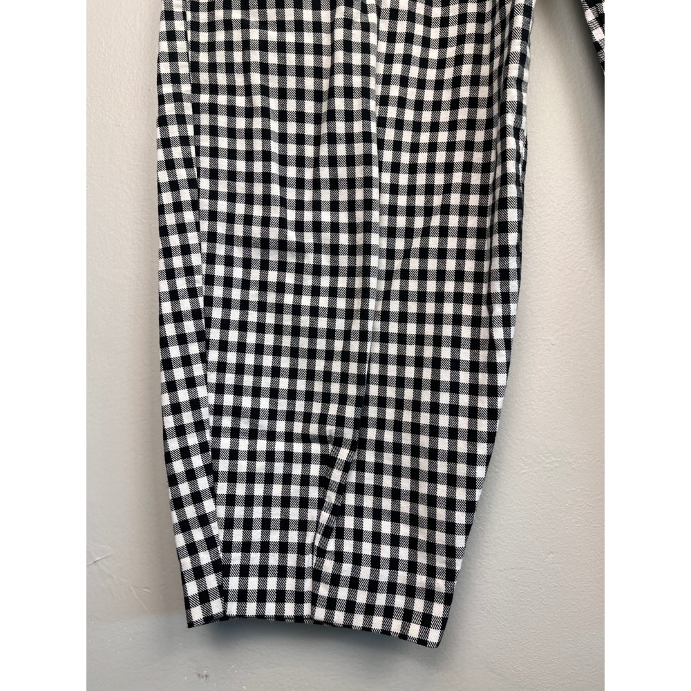 Zara Black White Gingham High Waisted Pleated Tapered Pants Size M - Picture 4 of 9